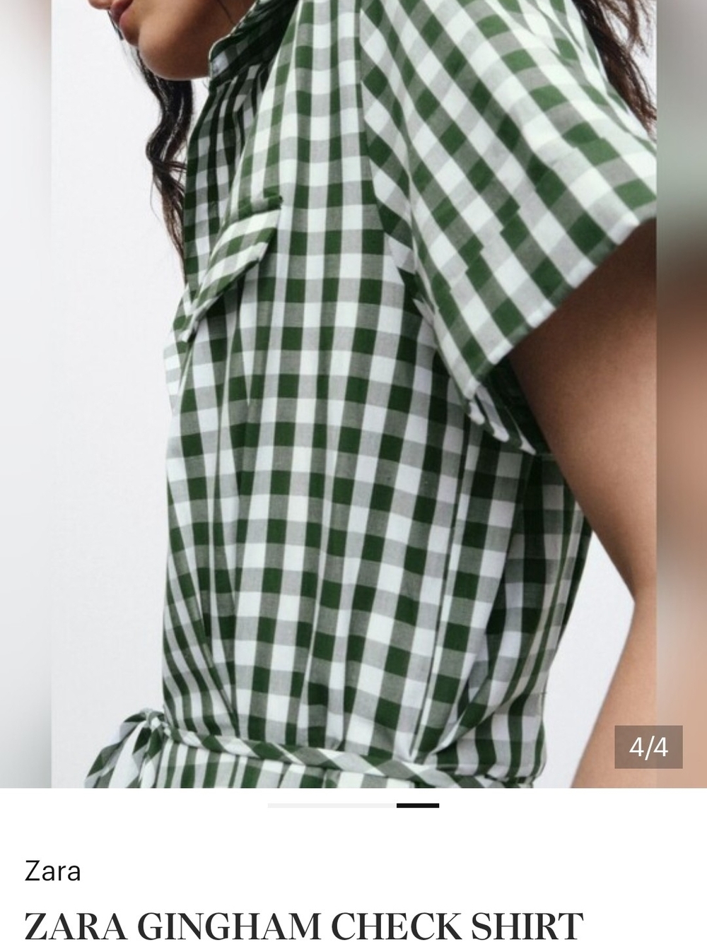 Zara Green and White Gingham Midi Shirt Dress - Picture 6 of 11